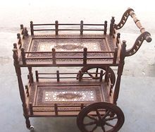 Wooden hand Tea Coffee cart trolley