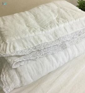 Flax White linen blanket