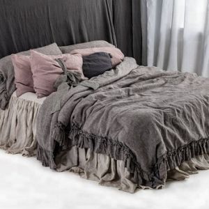 linen bedding set with double ruffles Duvet Cover