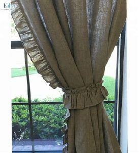 Linen edges ruffle extra long curtains