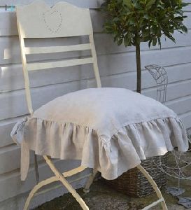 Linen Slip Cover Ruffled Chair Cover