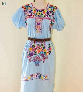 Vintage Embroidered Mexican Festival Dress