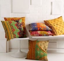 Cotton kantha pillow