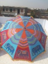 Handmade Elephant Embroidered Parasol garden Umbrella