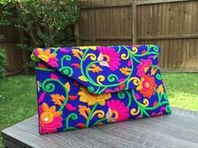 Handmade embroidered clutch bag