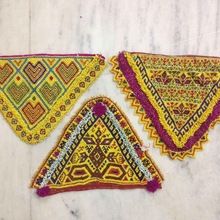 Vintage tribal beaded triangle patches