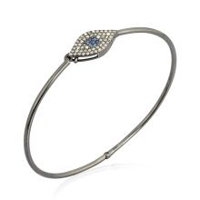 Blue Sapphire Gemstone Pave Diamond Evil Eye Bracelet