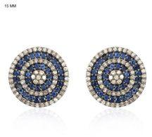 Blue Sapphire Gemstone Round Stud Earrings