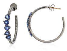 Blue Sapphire Hoop Earrings