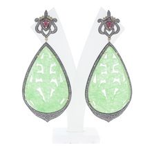 Green Jade and Ruby Dangle Earrings