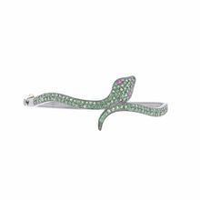 Green & Ruby Gemstone Snake Bangle