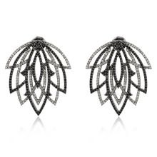 Pave Diamond Black Spinal Stud Earrings