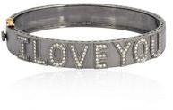 Pave Diamond Sterling Silver I LOVE YOU Letter Bangle