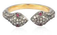 Ruby Eye Pave Diamond Snake Ring