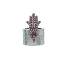 Hamsa Charm Pave Diamond Ring
