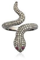 Ruby Gemstone Pave Diamond Snake Ring