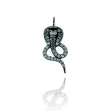 Silver Pave Diamond Designer Cobra Snake Charm Pendant