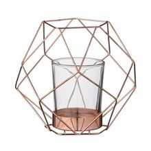 Copper Finish hexagon wire candle holder
