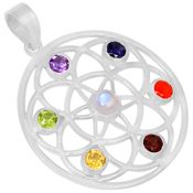 Mandala Chakra Sterling Silver Pendant