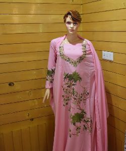 Pink Kashmiri Embroidered Unstitched Suit Fabric