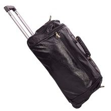 Real leather hand made leather travel luggage trolly bag