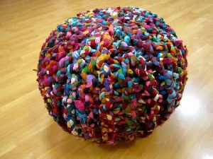 round knitted pouf