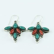 Coral Stone Silver Jewellery Earrings