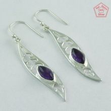 Leaf Purple Amethyst Stone Earrings