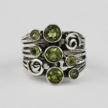 Sterling Silver Peridot Gem Stone Ring Jewelry