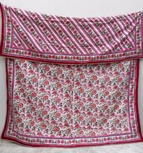 Multi color hand block printed cotton quilt