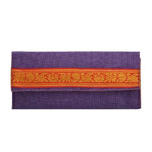 Embroidered Jute Clutch Bag