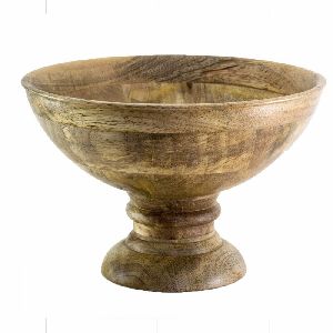 Vintage Wood Bowl with Stand