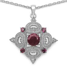 Dyed Ruby and Rhodolite Sterling Silver Pendant