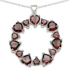 Genuine Garnet Sterling Silver Heart Shape Pendant