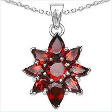 Genuine Garnet Sterling Silver Star Shaped Pendant