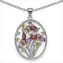 Multi-Gemstone Sterling Silver Pendant