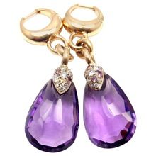 Amethyst drop gold plated earrings