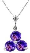 Amethyst trinity pendant necklace