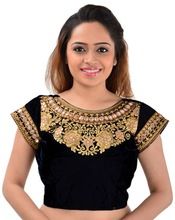 Embroidered Mirror Work Black Velvet Blouse