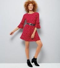 Frill sleeve smock dress