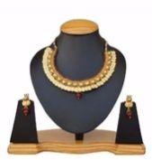 Gold Finish Necklace Set With Earrings