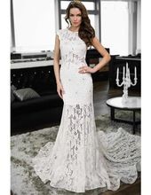 Mermaid white lace bridal gown