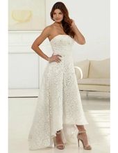 Tea Length Strapless Wedding Gown