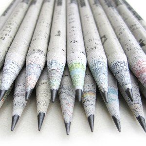 recycled newspaper pencil
