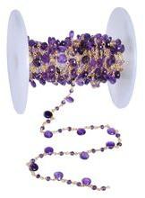 Amethyst gemstone rosary bead chain