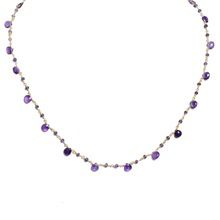 Amethyst gemstone silver bead chain necklaces