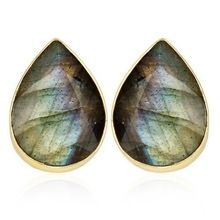 Labradorite Faceted Pear Gemstone Earrings