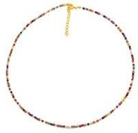 Multi gemstone silver beaded necklace