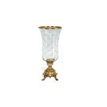 Brass Hurricane Glass Candle Lamp