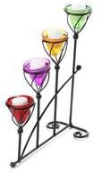 Metal Candelabra With Colorful Glass